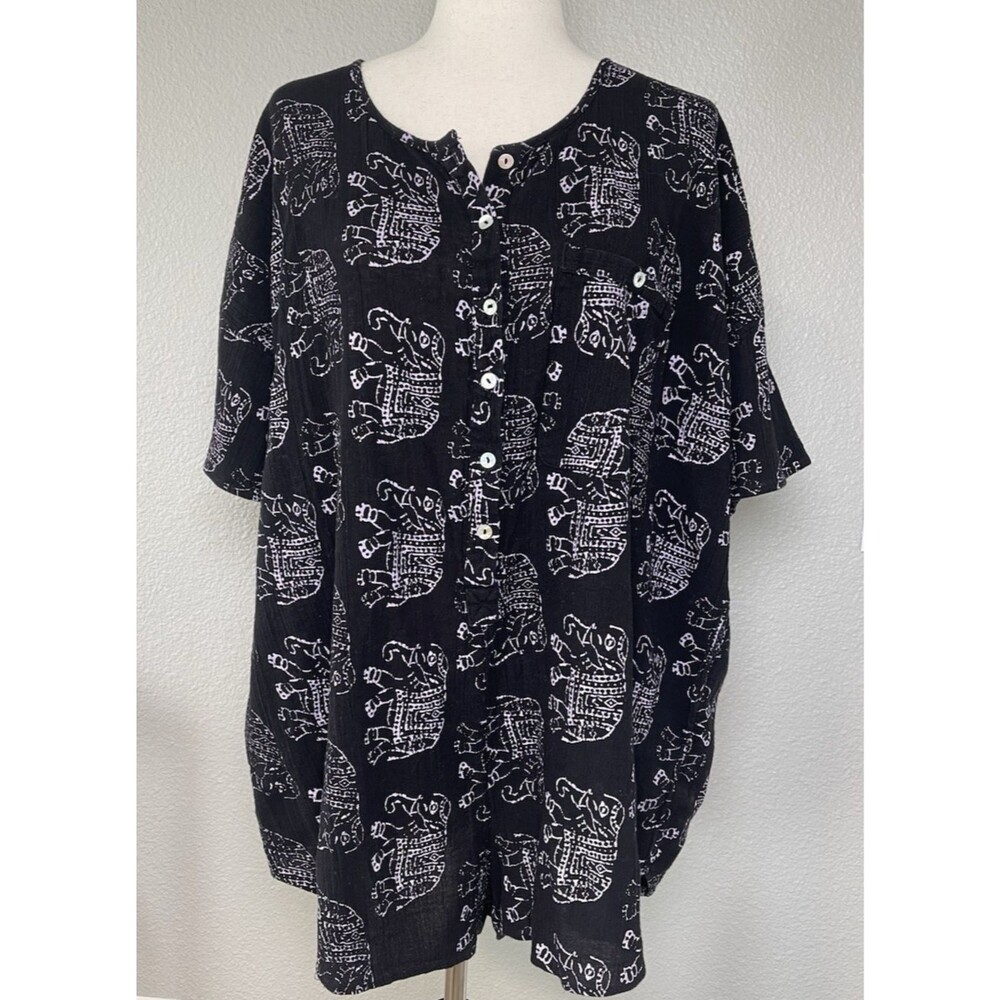Free People Intimately Wear Me Daily Romper Medium Black Elephant Print Pockets